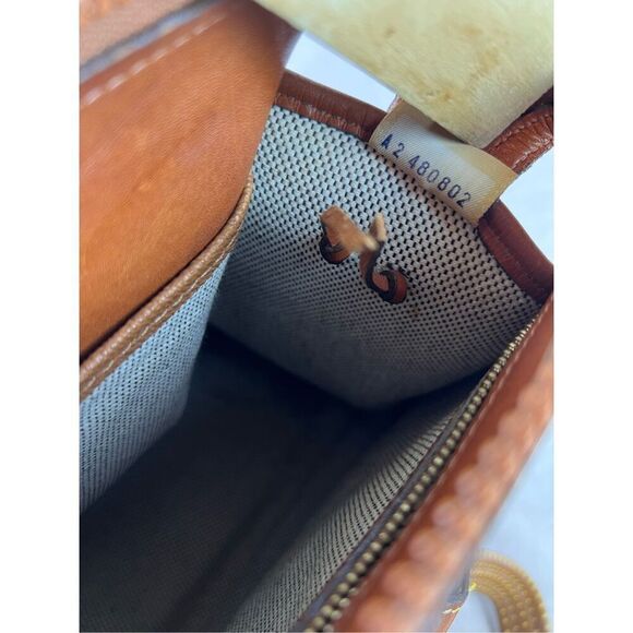 90s Dooney & Bourke Cabriolet British Brown Perforated Leather Satchel Shoulder - Picture 10 of 10